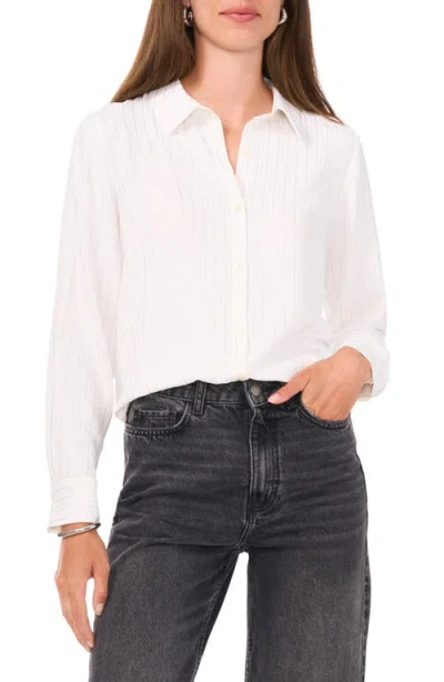 Vince Camuto Foil Stripe Button-up Shirt In Ultra White
