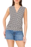 Vince Camuto Foulard Print Sleeveless Surplice Top In New Ivory