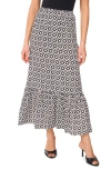 Vince Camuto Foulard Print Tiered Midi Skirt In New Ivory
