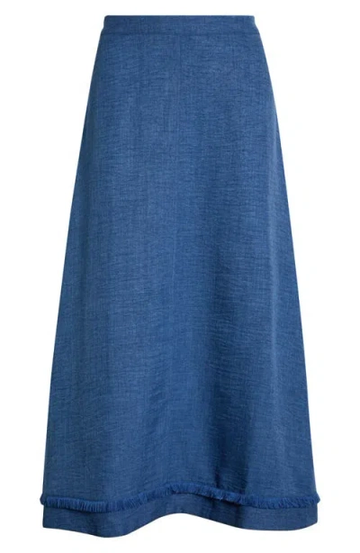 Vince Camuto Fringe Detail A-line Maxi Skirt In Blue