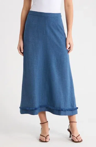 Vince Camuto Fringe Detail A-line Maxi Skirt In Blue