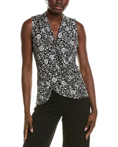 Vince Camuto Front Cross Over Wrap Tank Top In Black