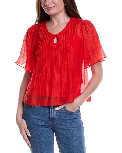 Vince Camuto Front Cutout Flutter Sleeve Blouse In Red