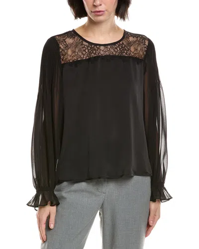 Vince Camuto Front Lace Yoke Top In Black