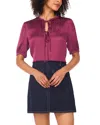 Vince Camuto Front Tied Short Sleeve Blouse In Burgundy