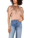 Vince Camuto Shirred Satin Top In Brown