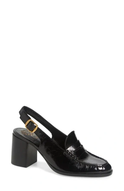 Vince Camuto Gemma Suede Loafer Pump In Jet Black Leather