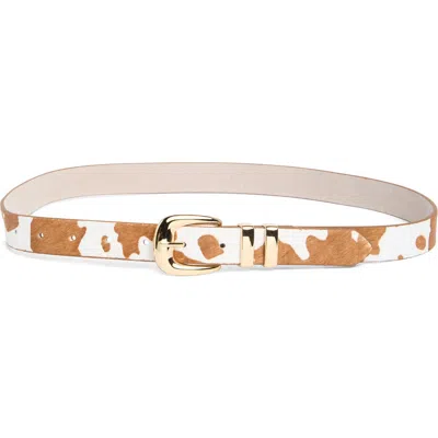 Vince Camuto Genuine Calf Hair Belt In Caramel