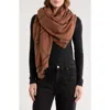 Vince Camuto Geo Pattern Fringe Square Scarf In Brown