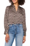 Vince Camuto Geo Print Long Sleeve Top In Multi