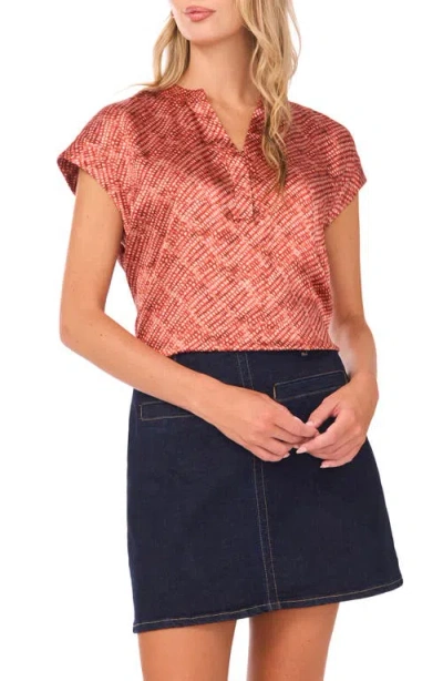 Vince Camuto Geo Print Satin Top In Pink