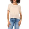 Vince Camuto Geo Stretch Lace Short Sleeve Top In New Ivory