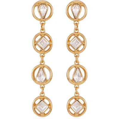 Vince Camuto Geometric Crystal Linear Drop Earrings In Gold