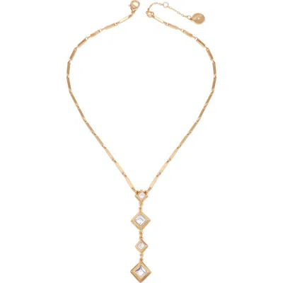 Vince Camuto Geometric Crystal Pendant Necklace In Gold Tone