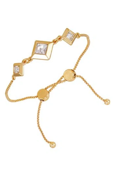 Vince Camuto Geometric Crystal Slider Bracelet In Gold Tone