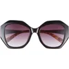Vince Camuto Geometric Sunglasses In Black/tortoise