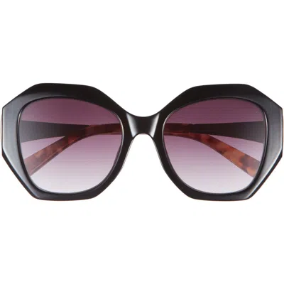 Vince Camuto Geometric Sunglasses In Black/tortoise