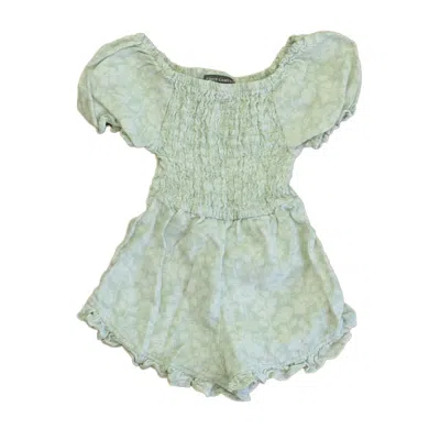 Pre-owned Vince Camuto Kids' Girls Green Floral Romper