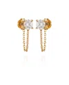 Vince Camuto Glass Stone Stud Chain Dangle Drop Earrings In Gold