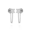 Vince Camuto Glass Stone Stud Chain Dangle Drop Earrings In Silver
