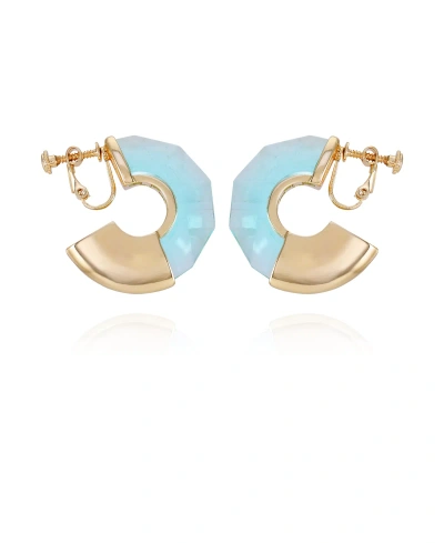 Vince Camuto Gold-tone And Aqua Huggie Hoop Clip-on Earrings