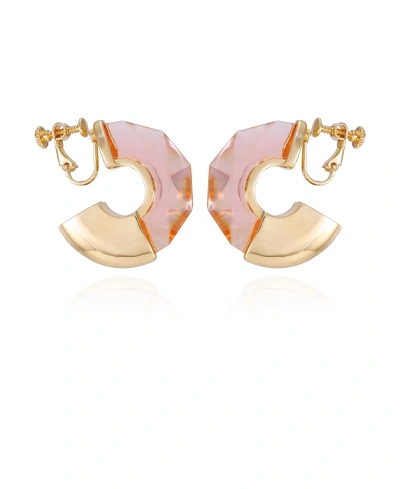 Vince Camuto Gold-tone And Orange Huggie Hoop Clip-on Earrings