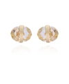 VINCE CAMUTO GOLD-TONE CLEAR GLASS STONE BUTTON CLIP-ON EARRINGS