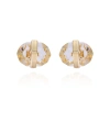 Vince Camuto Gold-tone Clear Glass Stone Button Clip-on Earrings In Gold