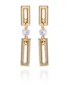 Vince Camuto Gold-tone Clear Glass Stone Dainty Drop Earrings In Gold