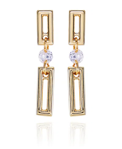 Vince Camuto Gold-tone Clear Glass Stone Dainty Drop Earrings