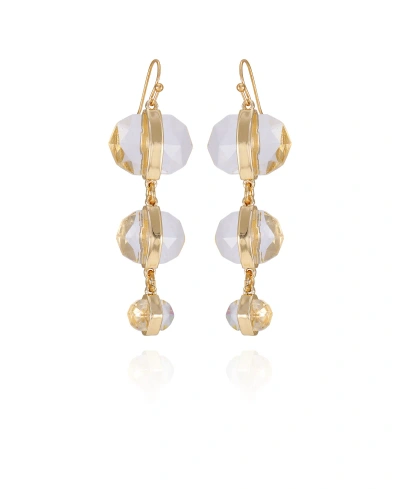 Vince Camuto Gold-tone Clear Glass Stone Linear Drop Earrings