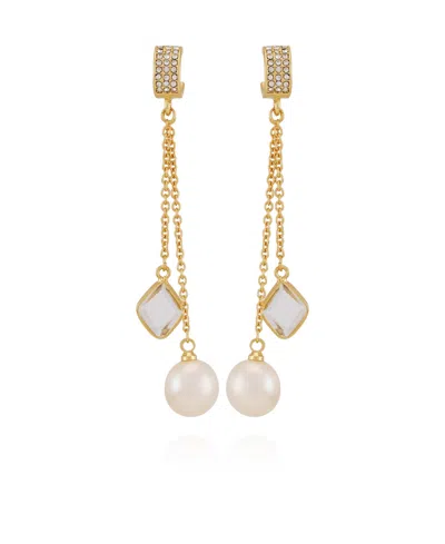 Vince Camuto Gold-tone Cultivated Pearl Dangle Earrings