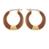 Vince Camuto Gold Tone Enamel Hoop Earrings In Brown