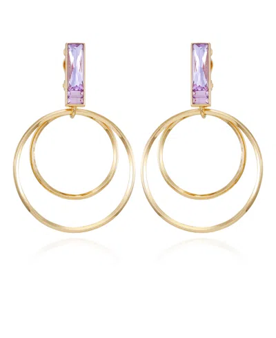Vince Camuto Gold-tone Glass Stone Door Knocker Clip On Earrings