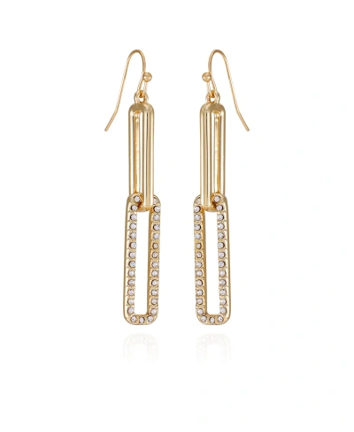 Vince Camuto Gold-tone Glass Stone Linear Link Drop Earrings
