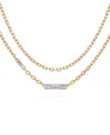 Vince Camuto Gold-tone Glass Stone Pendant Layered Necklace In Gold
