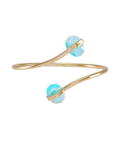 Vince Camuto Gold-tone Light Blue Glass Stone Open Cuff Bracelet