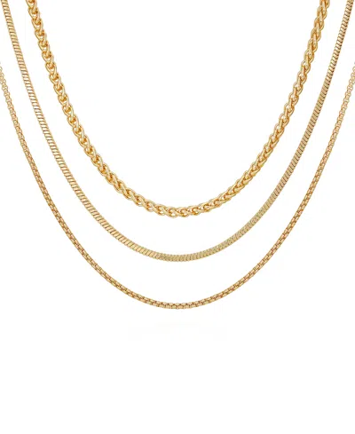 Vince Camuto Gold-tone Mixed Chain Trio Layering Necklace Set, 3 Piece