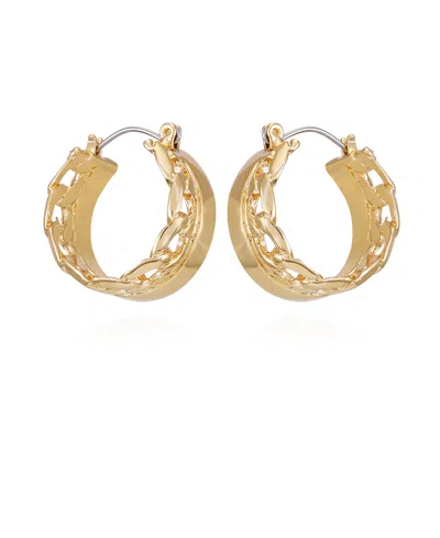 Vince Camuto Gold-tone Textured Organic Hoop Earrings