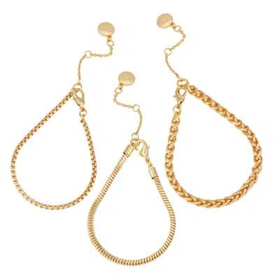 Vince Camuto Goldtone 3 Piece Mixed Chain Bracelet Set In Brown