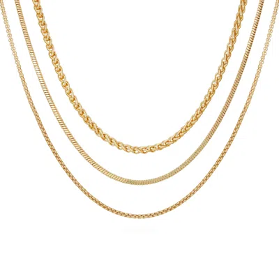 Vince Camuto Goldtone 3 Piece Mixed Chain Layered Necklace Set
