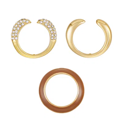 Vince Camuto Goldtone And Crystal Hoop Ring Set