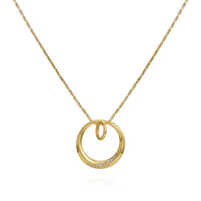 VINCE CAMUTO GOLDTONE CRYSTAL STONE CIRCLE PENDANT NECKLACE