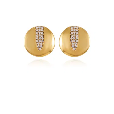 Vince Camuto Goldtone Crystal Stone Coin Button Earrings