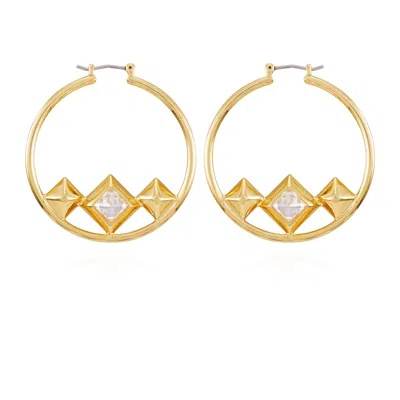 Vince Camuto Goldtone Floating Crystal Hoop Earrings