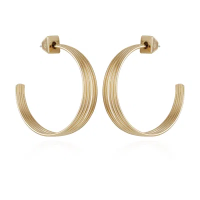 VINCE CAMUTO GOLDTONE OPEN STACKED HOOP EARRINGS