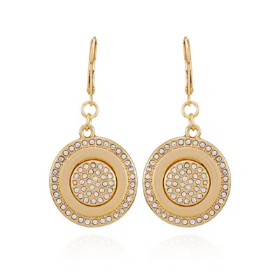 Vince Camuto Goldtone Pave Stone Coin Drop Earrings In Brown