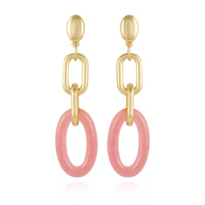 Vince Camuto Goldtone Pink Candy Interlocking Drop Earrings