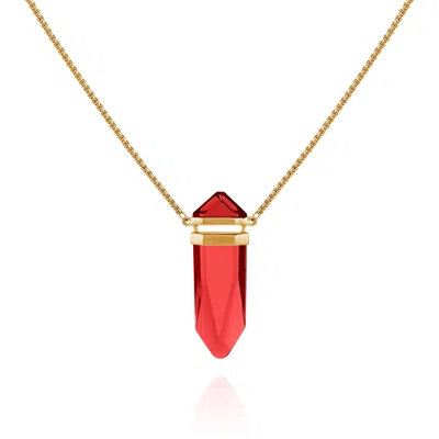 Vince Camuto Goldtone Red Crystal-shape Stone Pendant Long Necklace