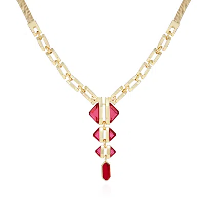 Vince Camuto Goldtone Red Stone Pendant Statement Necklace